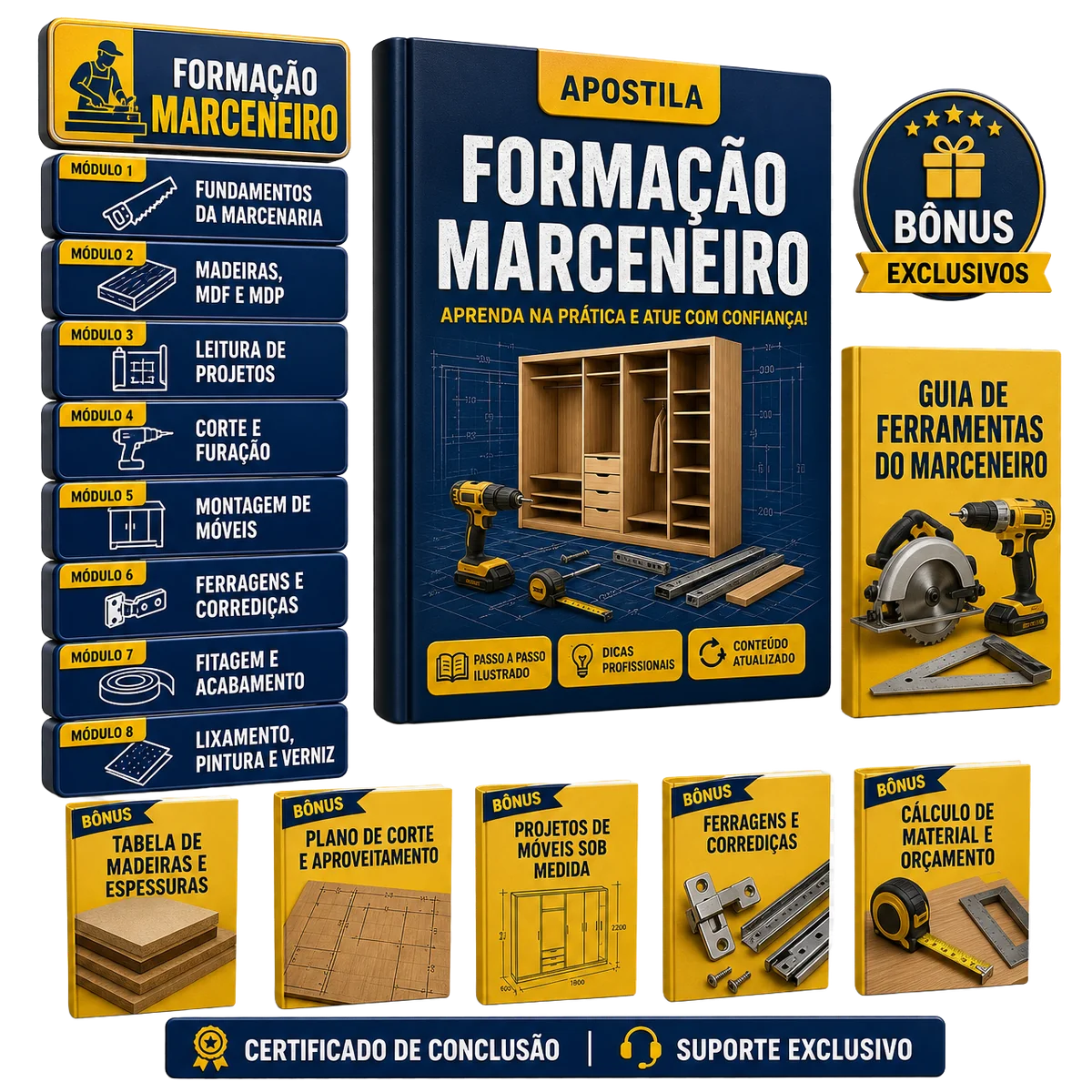 Material do curso Formação Marceneiro